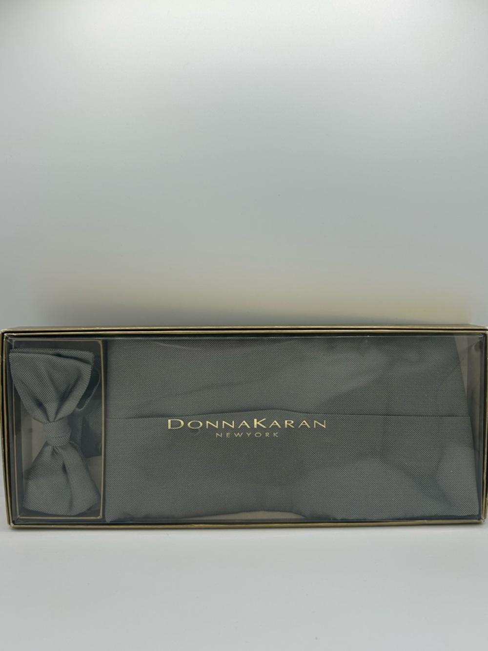 Donna Karan New York Silver Men's Tie and Bow Set
